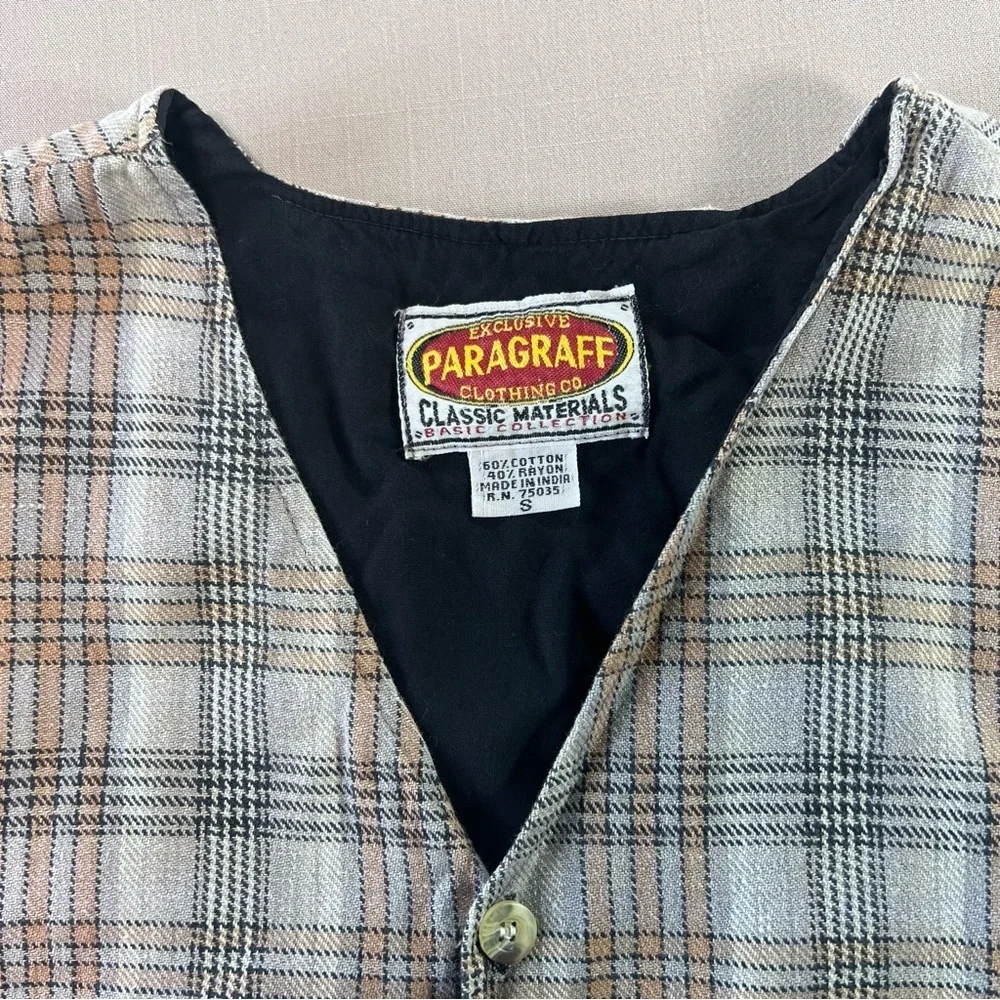 Paragraff Clothing Co Men’s Plaid Button Vest Size Small Vintage Heritage